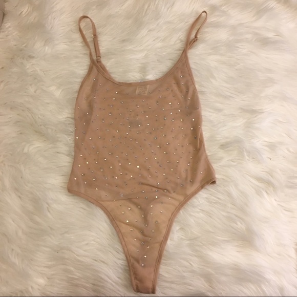Forever 21 Tops - Nude rhinestone bodysuit